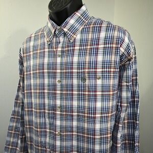 Wrangler George Strait Dress Shirt Plaid Long Sleeve Button Up Mens XLT TALL